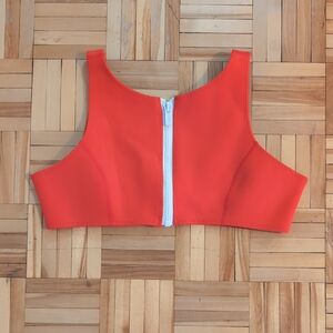 Hoaka Swimwear Red Front-Zip Crop Tank Top Size XL